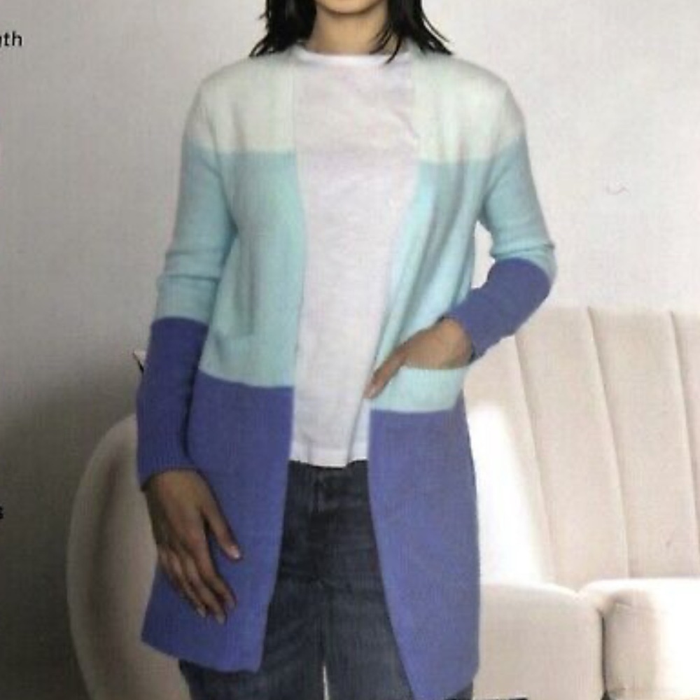 NWT Serra Women’s Mid-length Long Sleeve Duster Open Cardigan Blue Sweat…